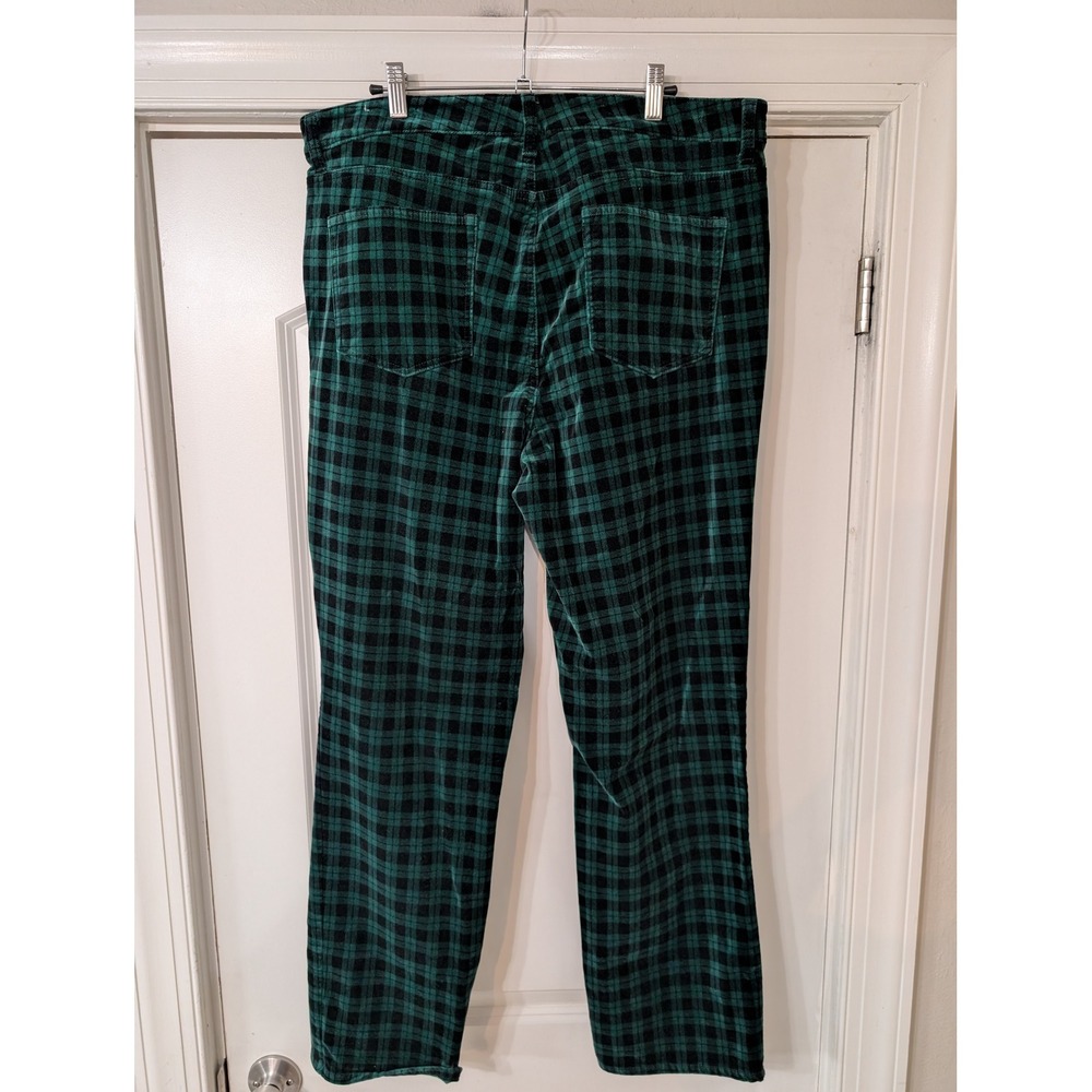 Talbots Green Buffalo Plaid Velveteen Straight Leg Pants Womens 16‎ festive - Picture 4 of 6